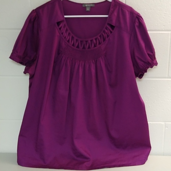 Apt 9 100% soft cotton, sheen berry lattice, short sleeve blouse - Picture 7 of 7